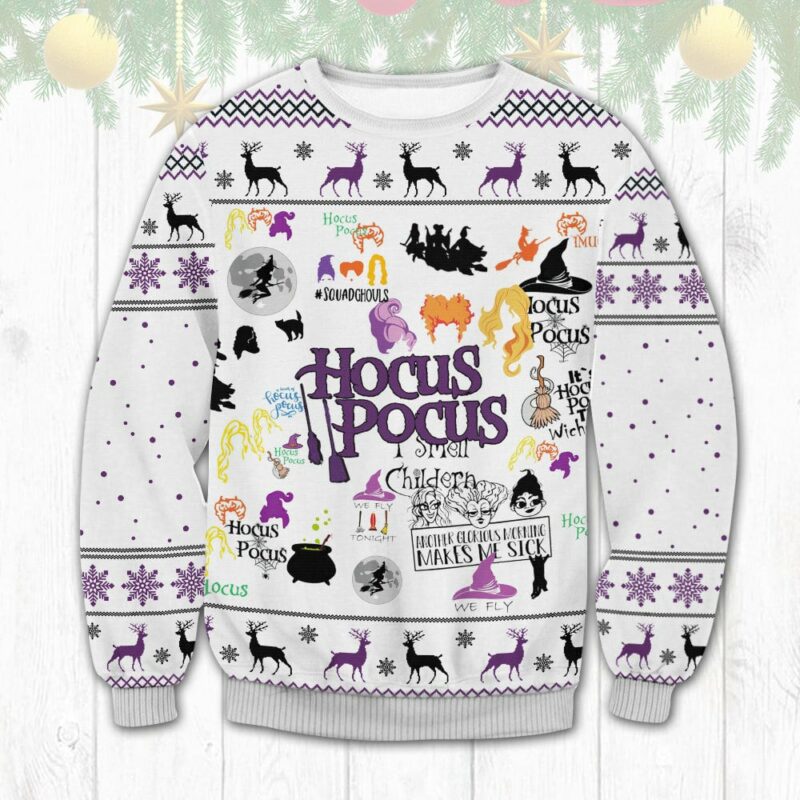 White Make Me Sick Hocus Pocus Ugly Christmas Sweater