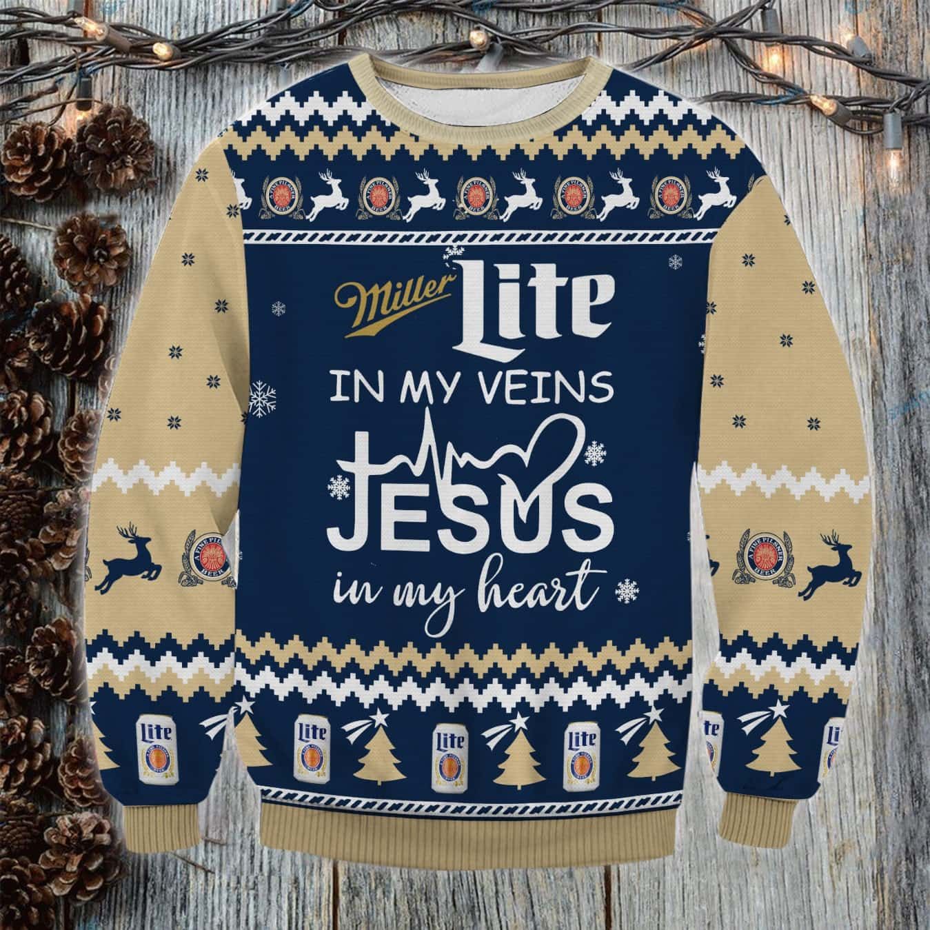 Miller Lite In My Vein Ugly Sweater