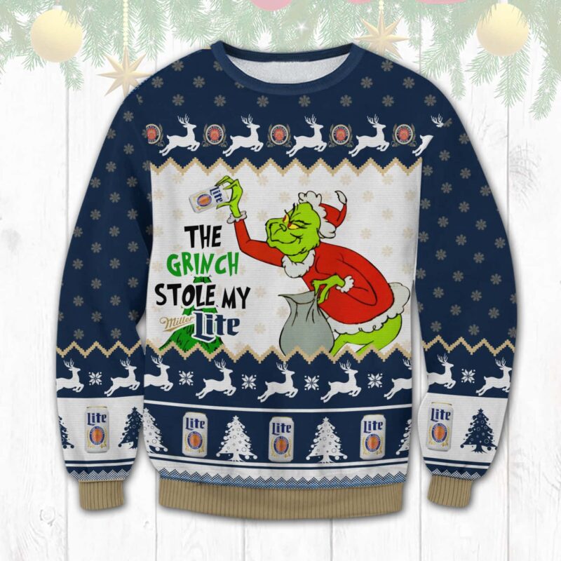 Grinch Stole My Miller Lite Ugly Sweater