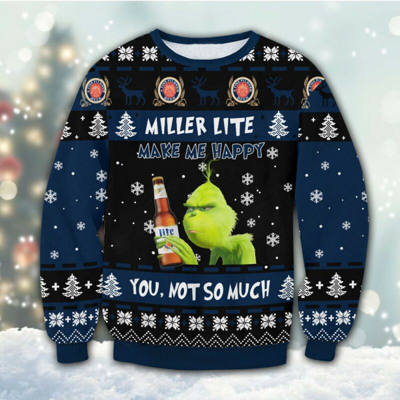 Miller Lite Grinch Happy Ugly Sweater