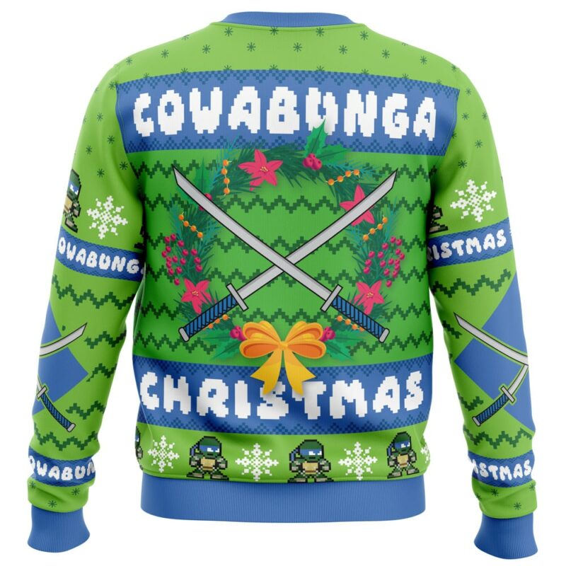 Cowabunga Leonardo Christmas Teenage Mutant Ninja Turtles Ugly Christmas Sweater Party Holiday