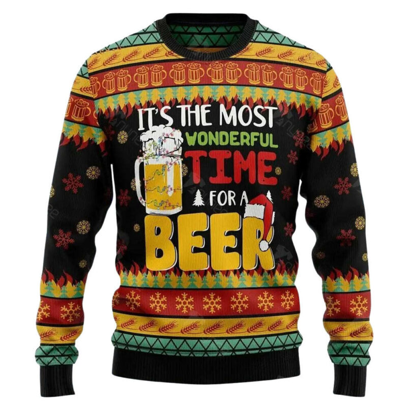 The Most Wonderful Time For A Beer Ugly Christmas Sweater