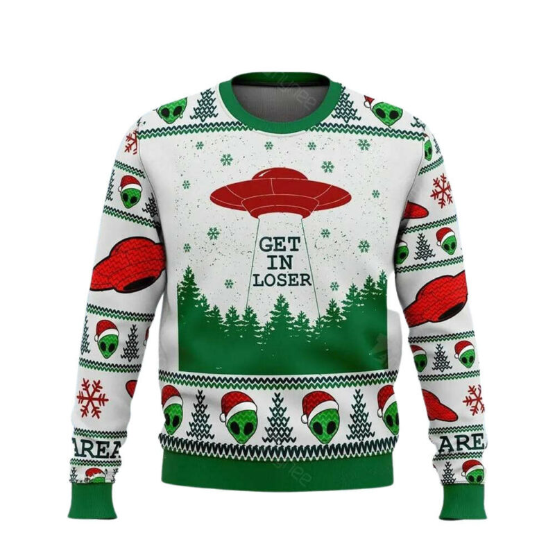 Area 51 Get In Loser Anime Ugly Christmas Sweater