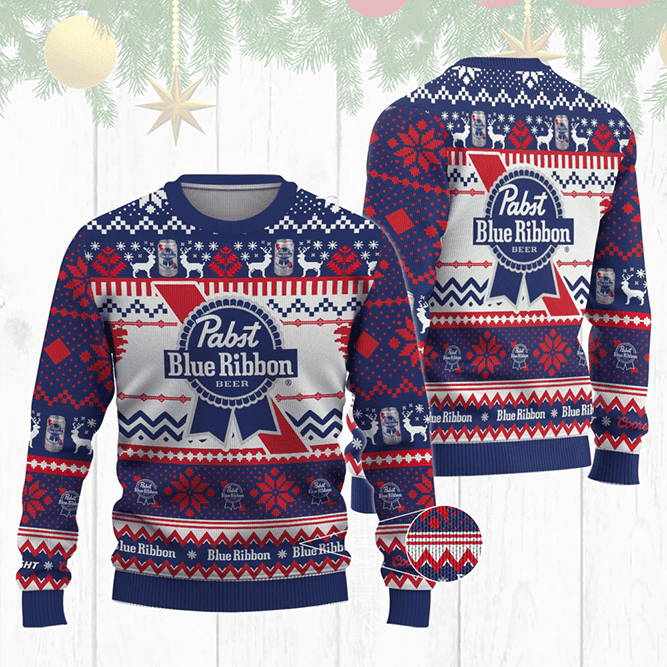 Pabst Blue Ribbon Ugly Christmas Sweater