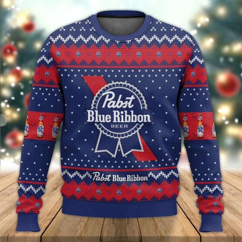 Pabst Blue Ribbon Christmas Ugly Sweater