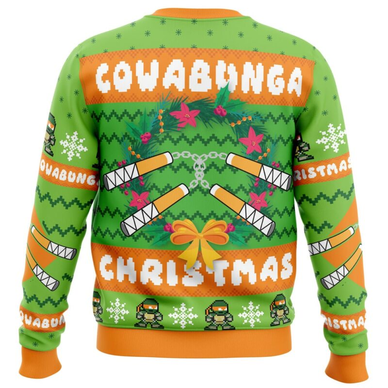 Cowabunga Michaelangelo Christmas Teenage Mutant Ninja Turtles Ugly Christmas Sweater