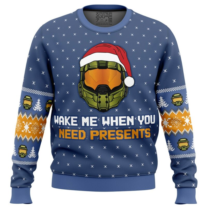 Wake Me When You Need Presents Halo Ugly Christmas Sweater