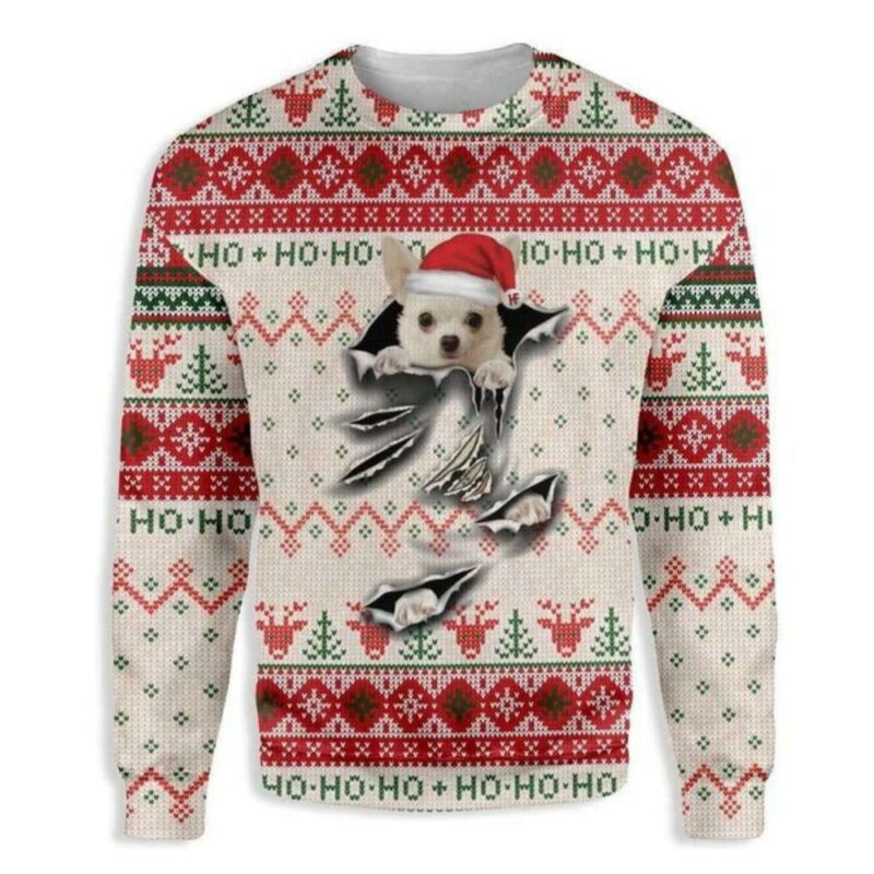 Adorable Chihuahua Dog Scratch Christmas Ugly Sweater