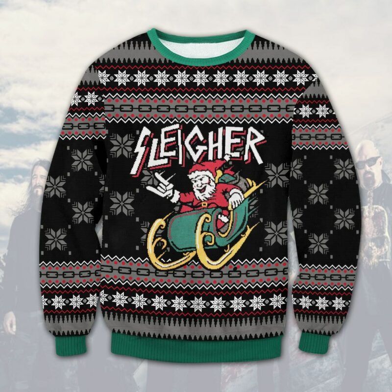 Slayer And Rocker Santa 2023 Ugly Christmas Sweater