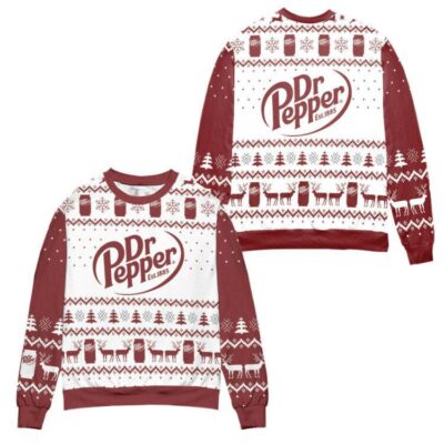 Dr Pepper Soda Logo Snowflakes Pattern Ugly Sweater