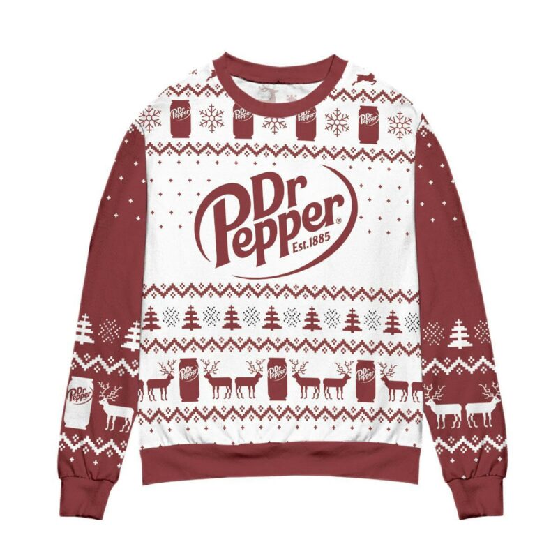 Dr Pepper Soda Logo Snowflakes Pattern Ugly Sweater