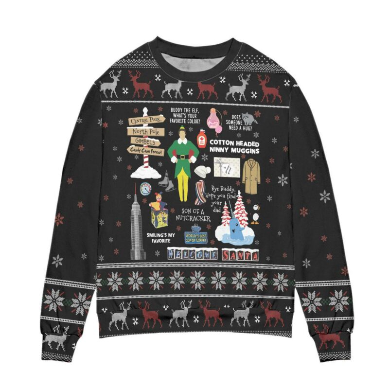 Elf Movie Welcome Santa Snowflake Pattern Ugly Christmas Sweater