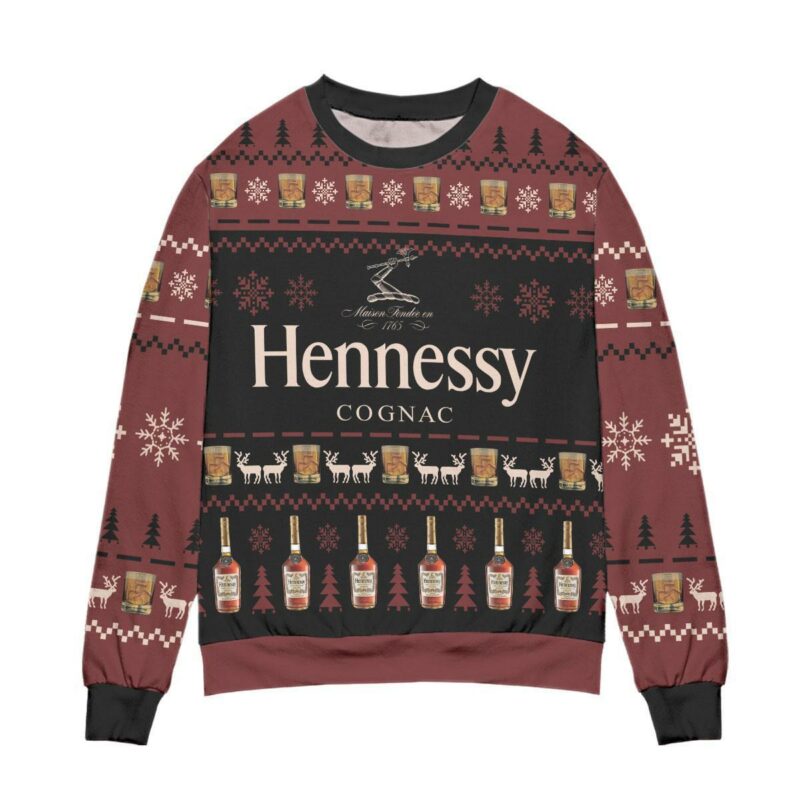 Hennessy Cognac Snowflake Pattern Ugly Christmas Sweater