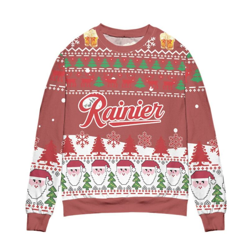 Rainier Beer Logo Santa Claus Pattern Ugly Christmas Sweater