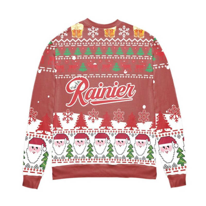 Rainier Beer Logo Santa Claus Pattern Ugly Christmas Sweater