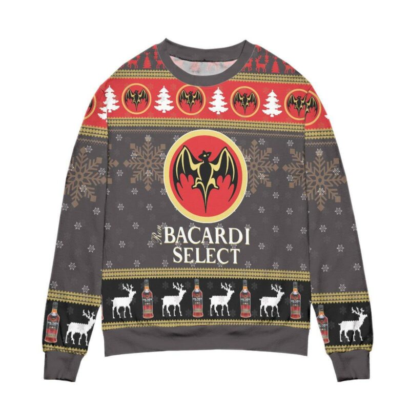 Bacardi Select Reindeer & Snowflake Pattern Ugly Christmas Sweater