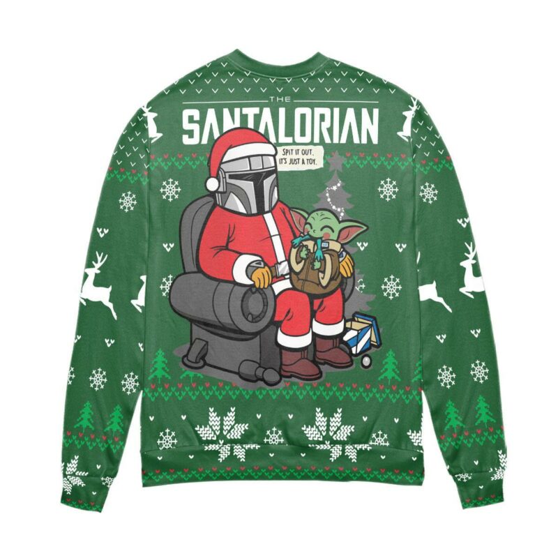 Santalorian Mandalorian Santa Claus Christmas Ugly Baby Yoda New Year Eve Holiday Sweater