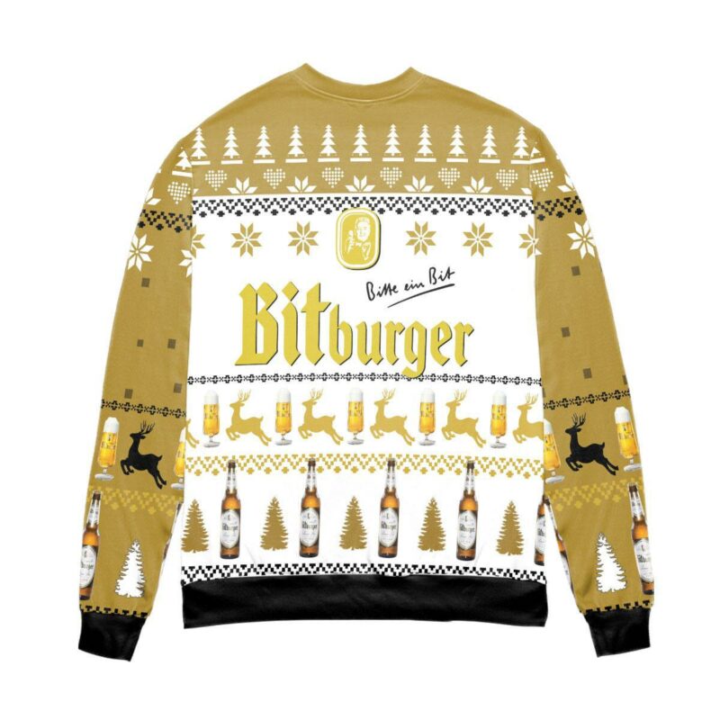 Bitburger Beer Logo Reindeer Pattern Ugly Christmas Sweater