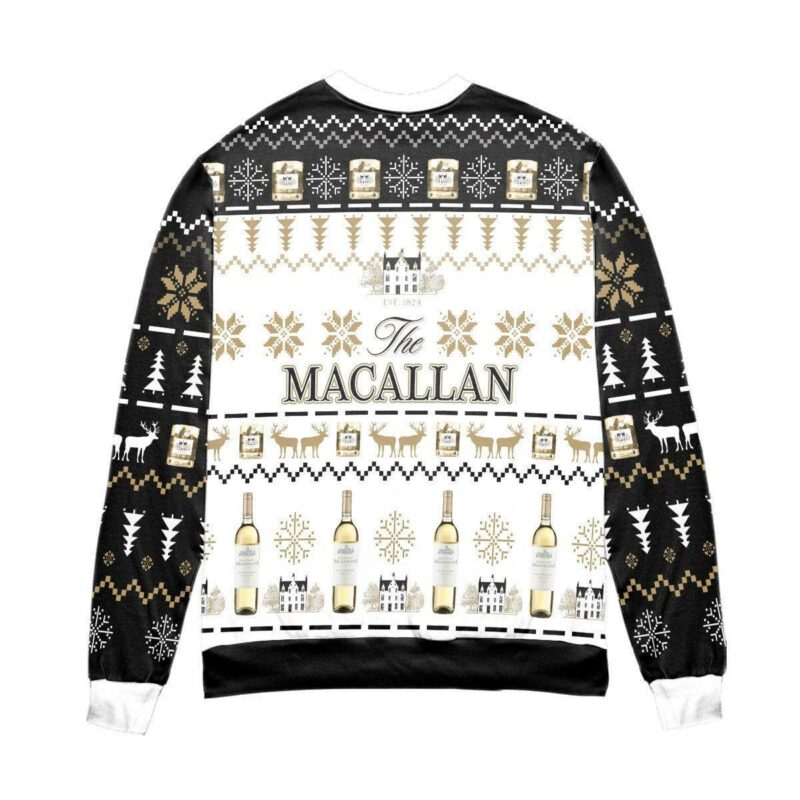 The Macallan Whisky Reindeer & Snowflake Pattern Christmas Ugly Sweater