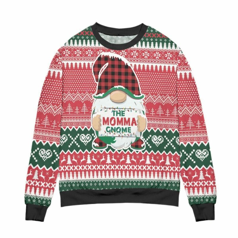 The Moma Gnome Reindeer & Snowflake Pattern Ugly Christmas Sweater