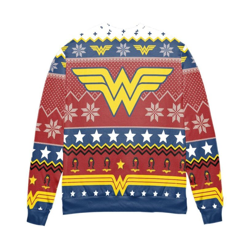 Wonder Woman Logo DC Snowflakes Pattern Ugly Christmas Sweater