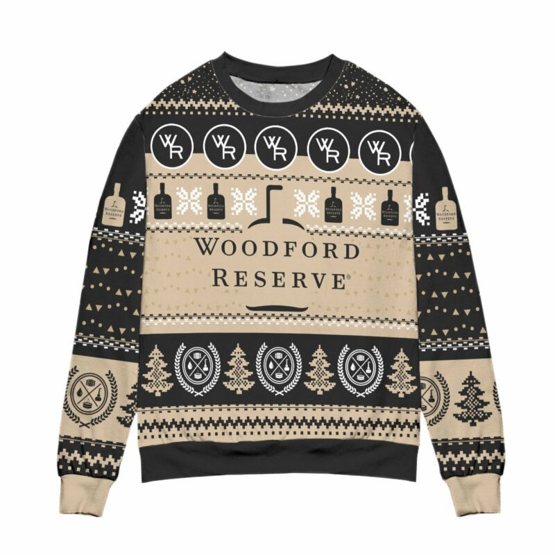 Woodford Reserve Bourbon Snowflake & Pine Tree Pattern Ugly Christmas Sweater