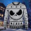 Jack Skellington Face Love White Hoodie Christmas Sweater