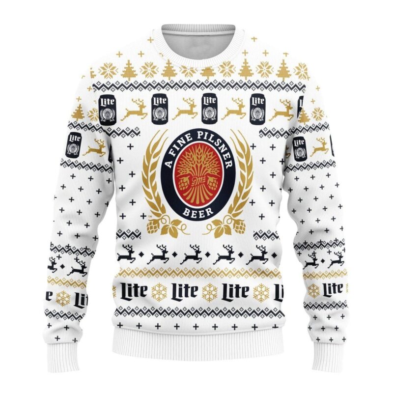 Snowflakes Miller Lite Christmas Ugly Sweater