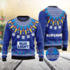 Bud Light Heart Pattern Fair Isle Ugly Sweater