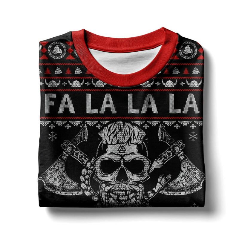 Fa La La Valhalla Viking Skull Ugly Sweater