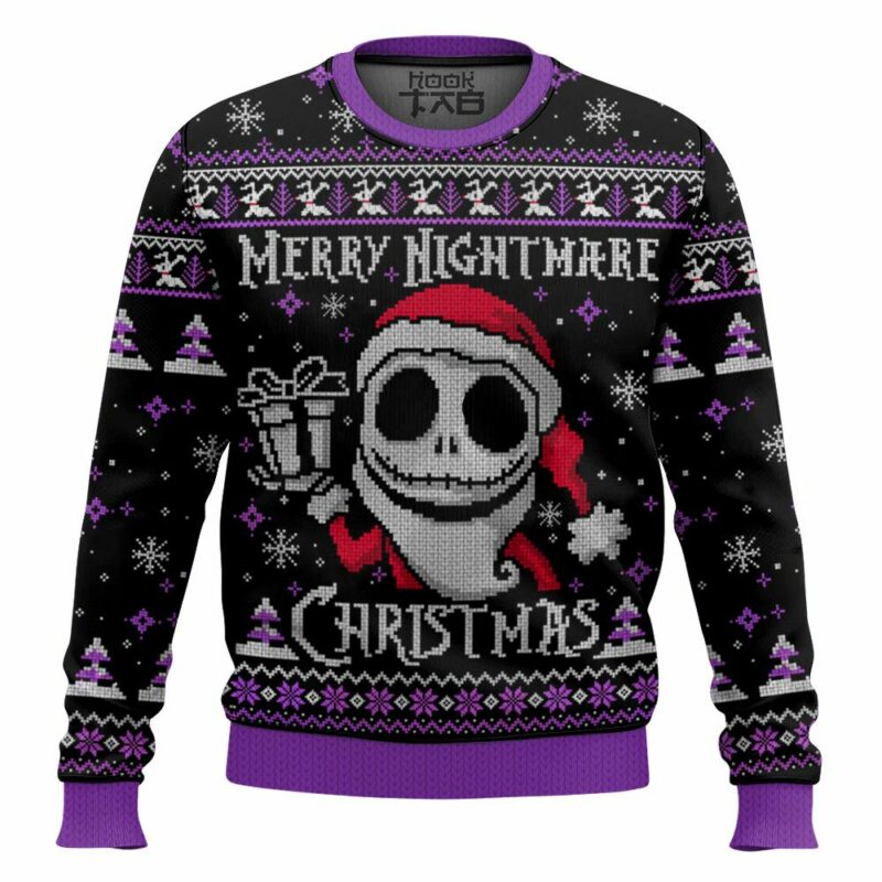 Merry Nightmare Christmas Jack Skellington Ugly Sweater