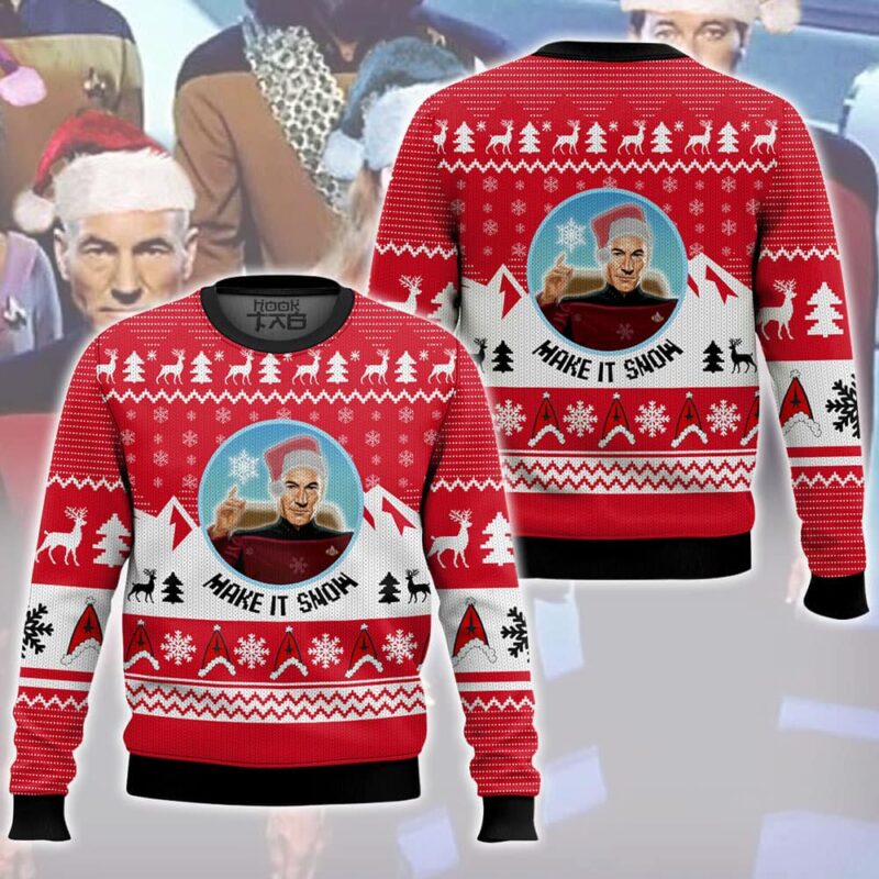 Make It Snow Captain Picard ST Ugly Sweater