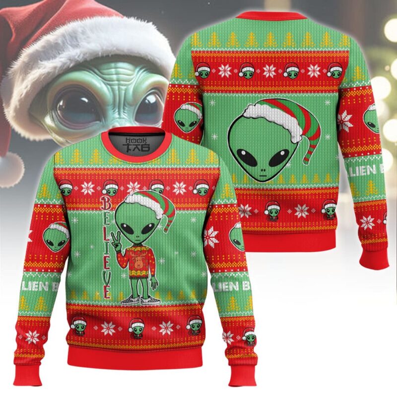 Alien Believe Ugly Sweater