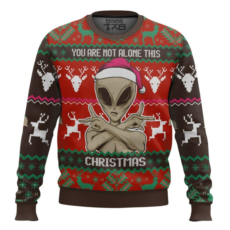 You Are Not Alone This Christmas Alien Ugly Sweater