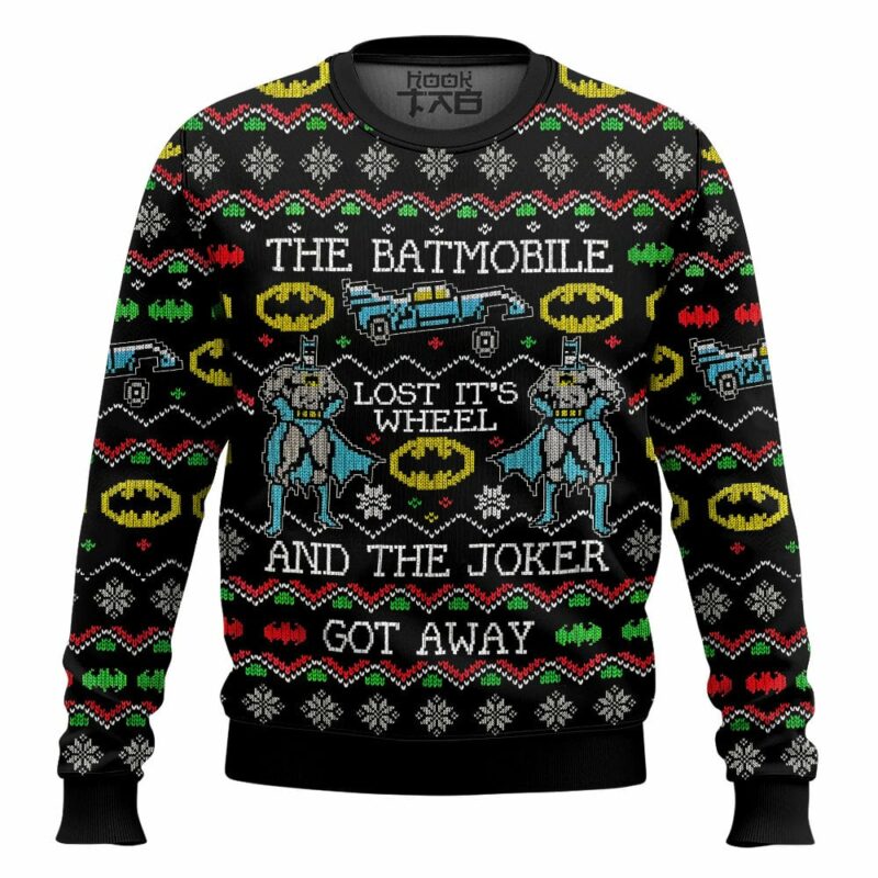 Batmobile Lost Its Wheel Joker Got Away Batman Ugly Sweater