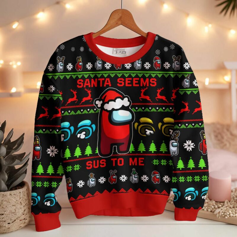 Santa Seems Sus To Me Among Us Ugly Sweater