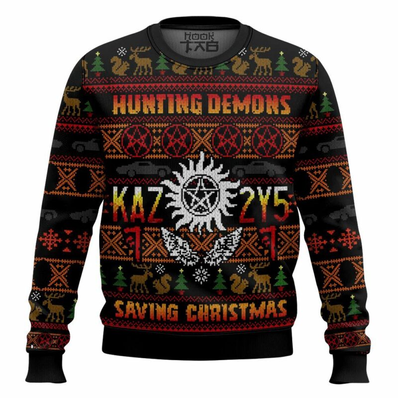 Hunting Demons Saving Christmas Kaz 2y5 Supernatural Ugly Sweater