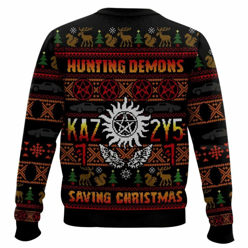 Hunting Demons Saving Christmas Kaz 2y5 Supernatural Ugly Sweater