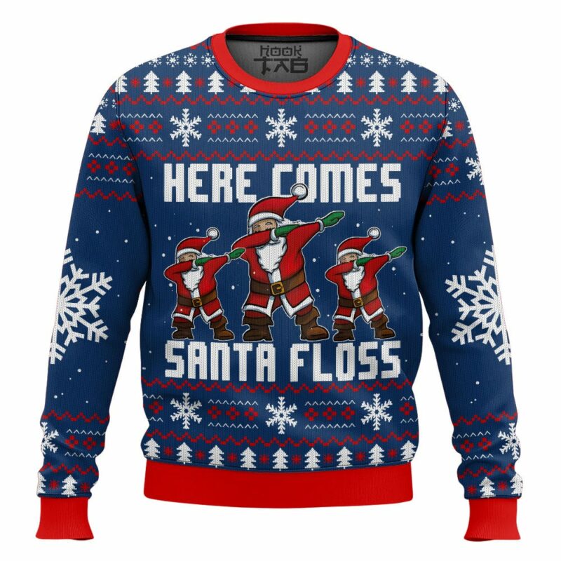 Here Comes Santa Floss Santa Claus Ugly Sweater