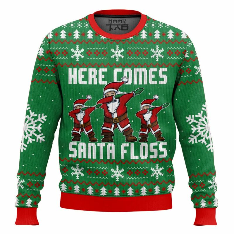 Here Comes Santa Floss Santa Claus Ugly Sweater