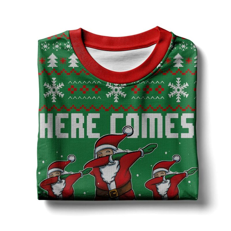 Here Comes Santa Floss Santa Claus Ugly Sweater