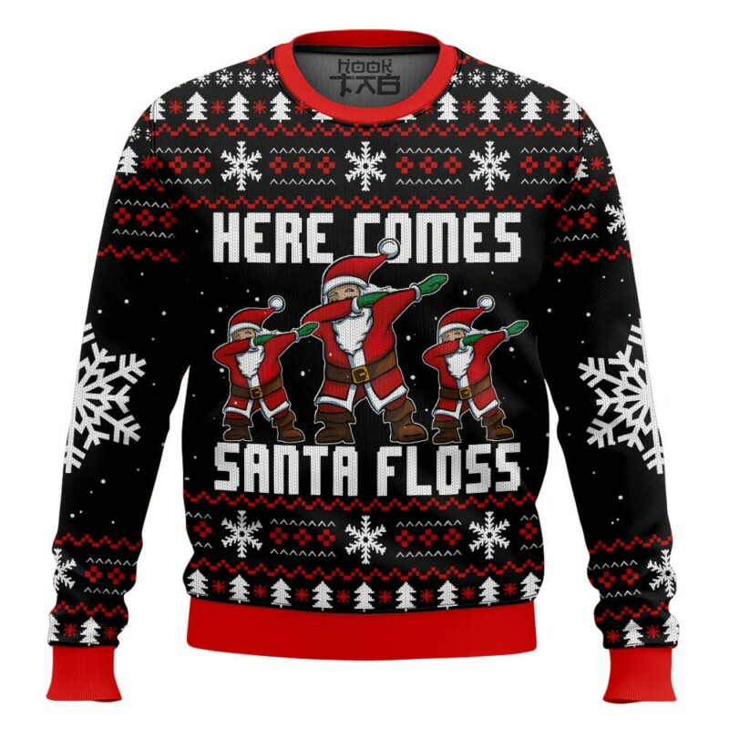 Here Comes Santa Floss Santa Claus Ugly Sweater