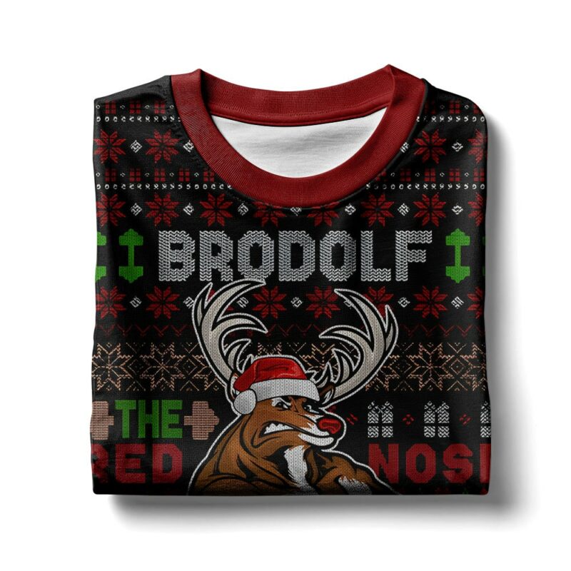 Brodolf the Red-Nosed Gainzdeer Rudolph the Red-Nosed Reindeer Ugly Sweater