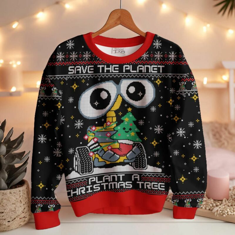 Save The Planet Plant A Christmas Tree WALL-E Ugly Sweater