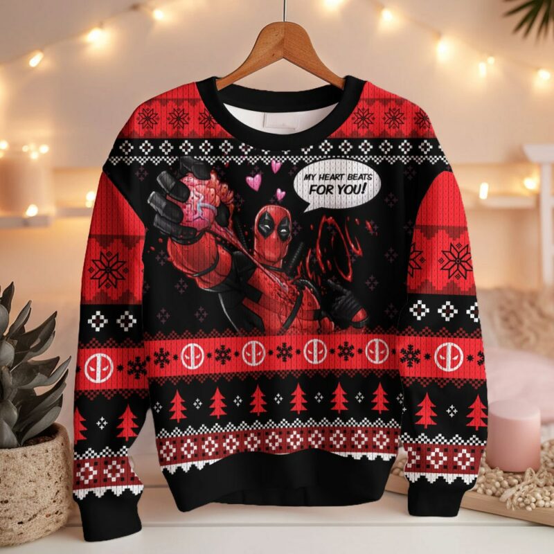 MY HEART BEATS FOR YOU! Deadpool Ugly Sweater