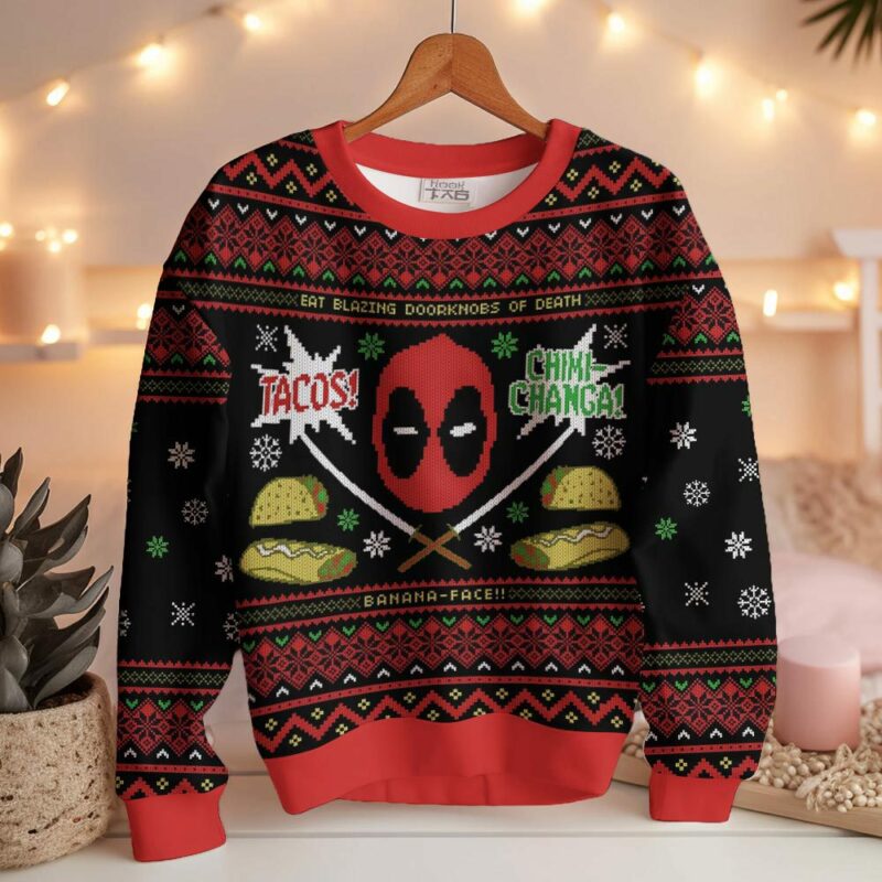 Tacos! Chiki-Changa! Deadpool Ugly Sweater