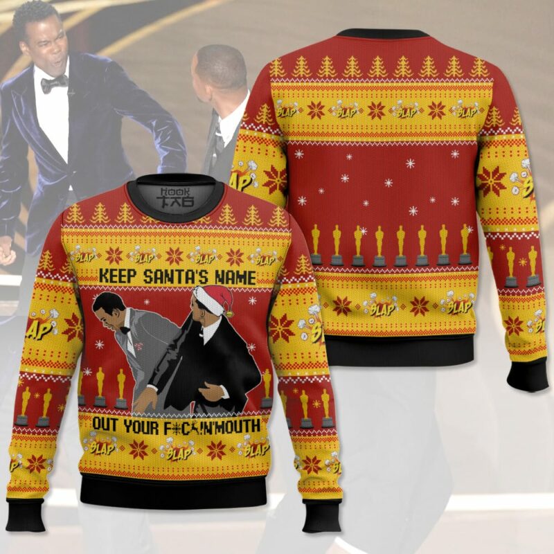 Keep Santa's Name Out Your Mouth Smith Slaps Chris Rock Meme Ugly Sweater