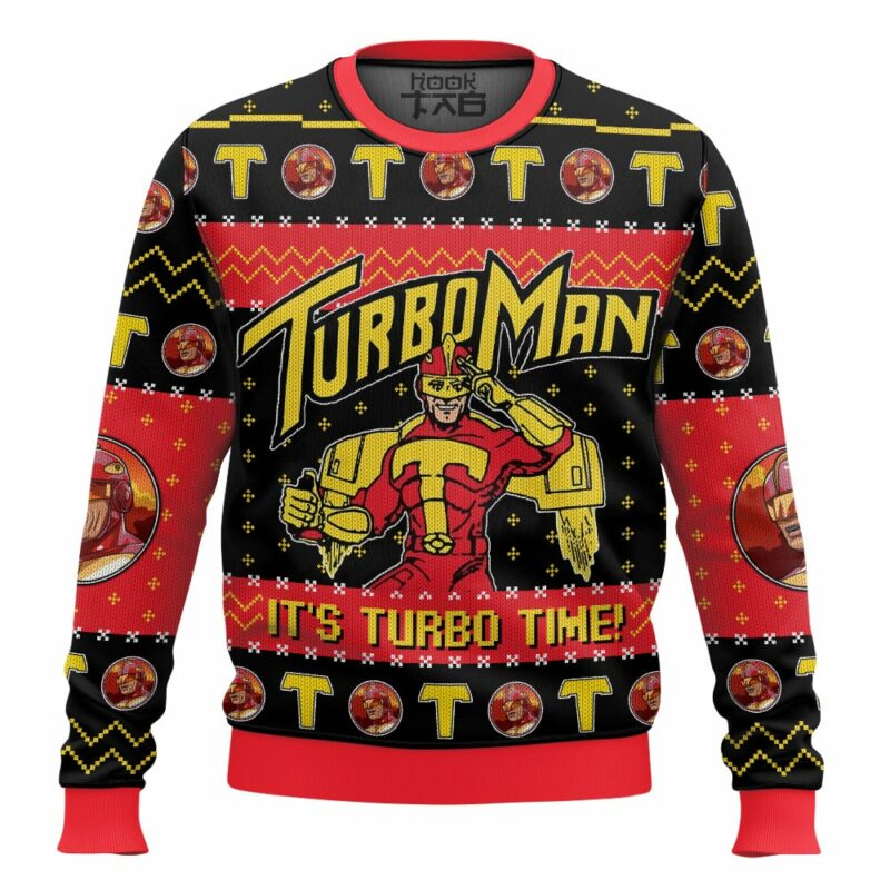 It's Turbo Time! Turbo Man Jingle All the Way Ugly Sweater