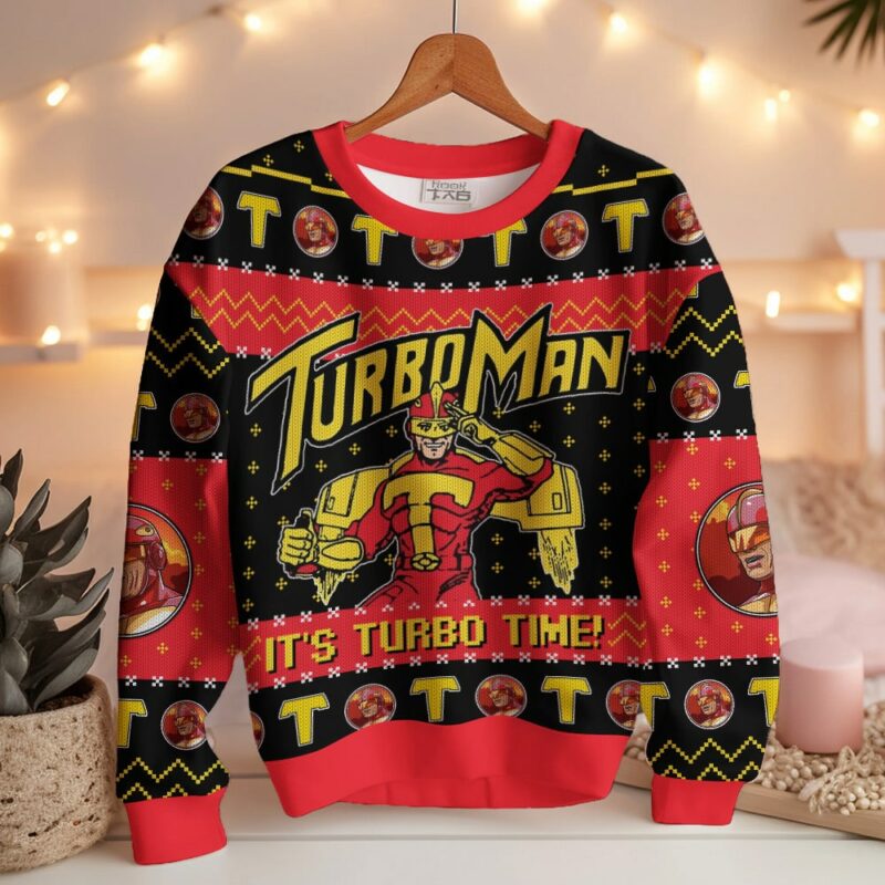 It's Turbo Time! Turbo Man Jingle All the Way Ugly Sweater