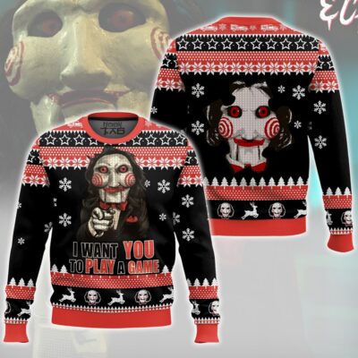 I want to play a game Jigsaw - Saw Ugly Sweater